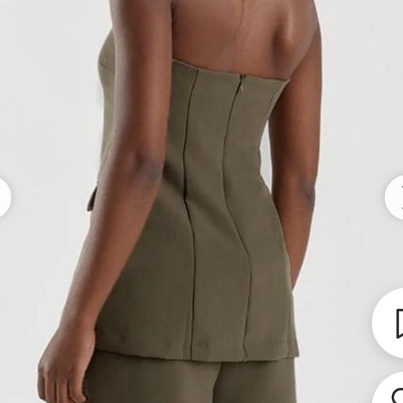DISSH Willa Petrol Khaki Strapless Top with Pockets Size 6 - Picture 3 of 12